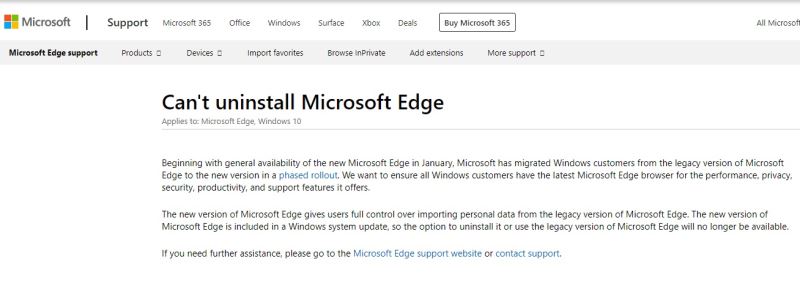 Win10推送的Chromium版Edge安装后无法卸载