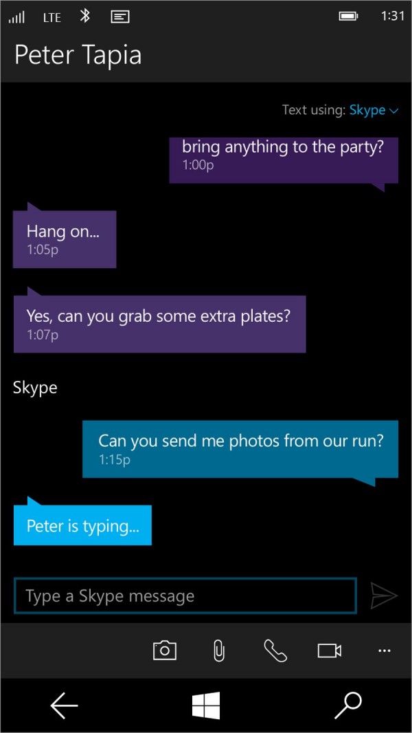 Win10整合Skype  类似苹果的iMessage服务