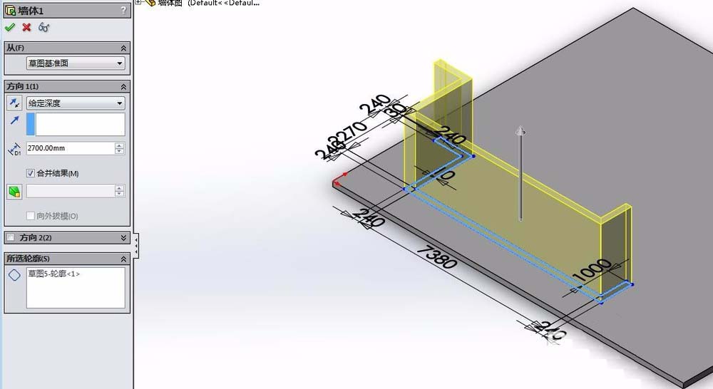 solidworks建筑墙体怎么画? solidworks承重墙的绘制方法