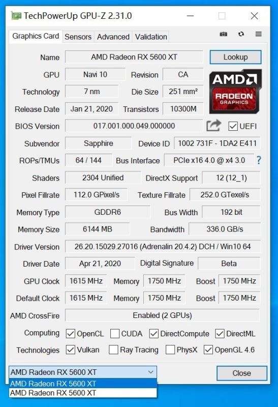 大幅度提升分数表现 A卡RX 5600XT双路交火重现