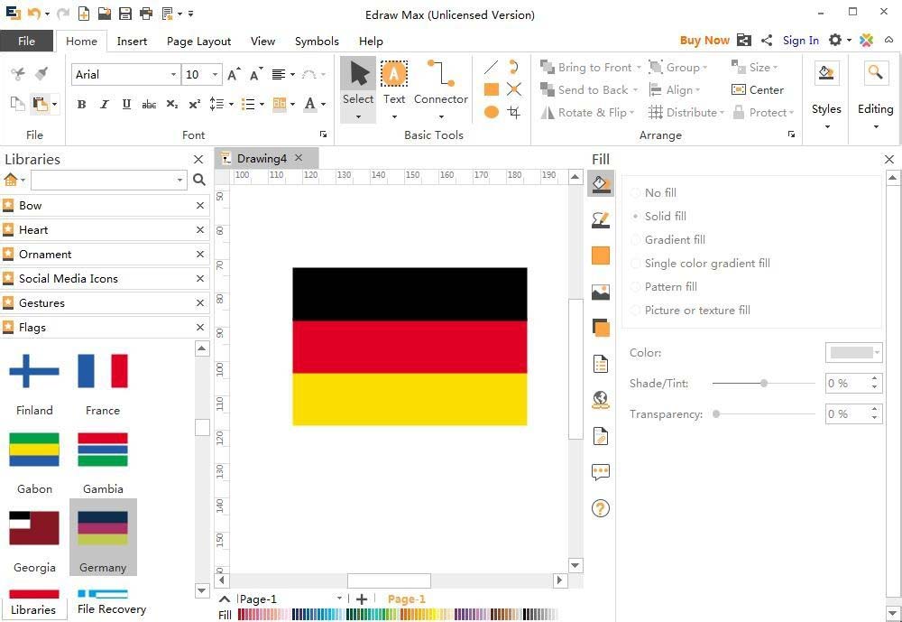 Edraw Max亿图图示怎么创建德国国旗?