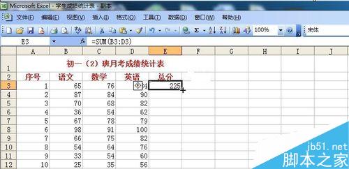 Excel2003中的数据如何求和?如何用RANK排名次？