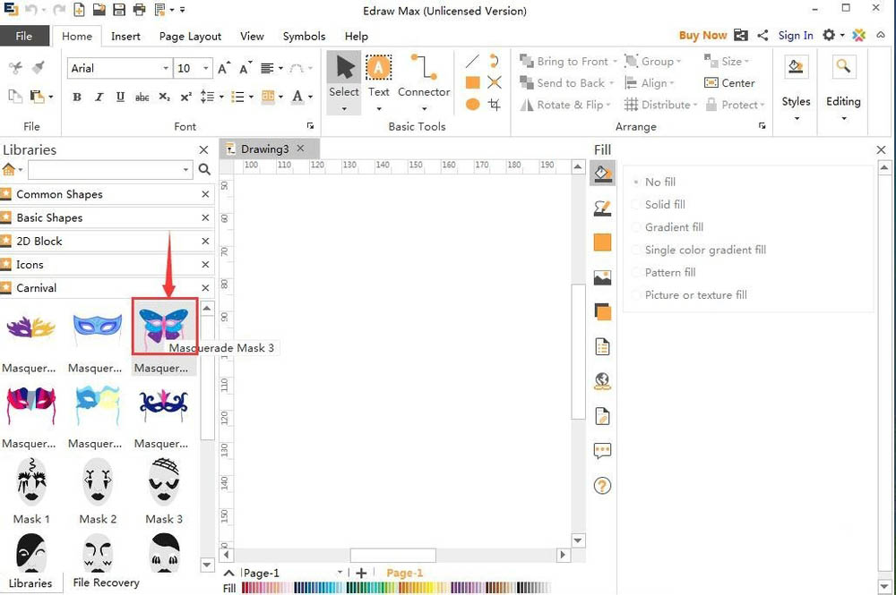 Edraw Max亿图图示怎么创建蝴蝶狂欢节面罩?