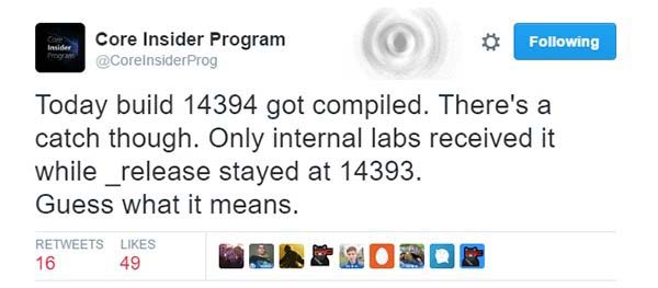 Win10一周年更新预览版14394现身 编译完成但不会公开推送