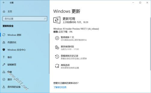 Win10 20H1快速预览版19037.1怎么手动更新升级?