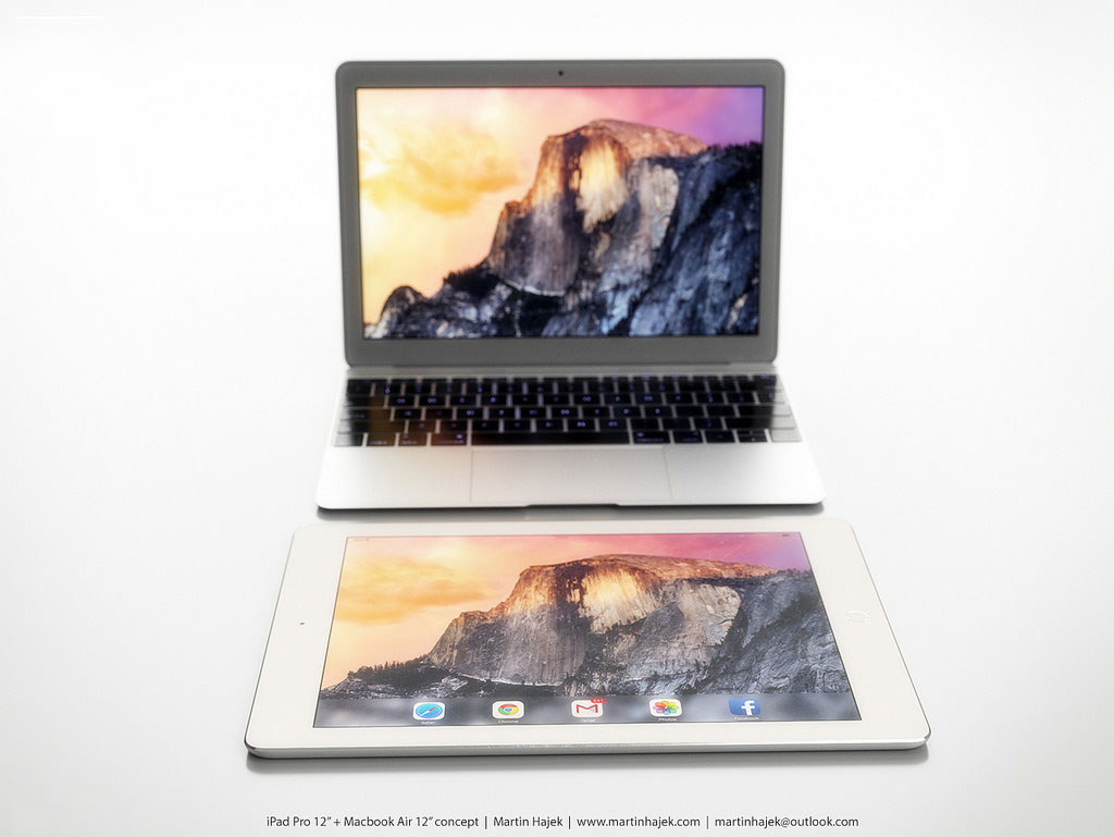 iPad Pro对比12寸MacBook Air 3D概念图赏