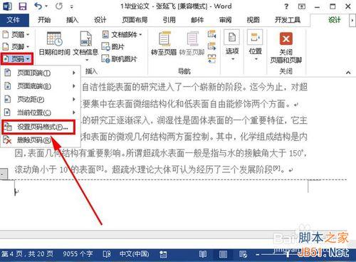 word2013如何从某一页开始插入页码?