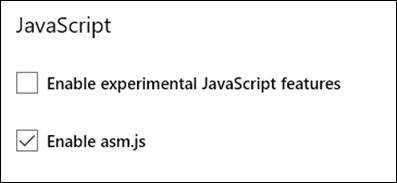 微软Microsoft Edge浏览器支持asm.js