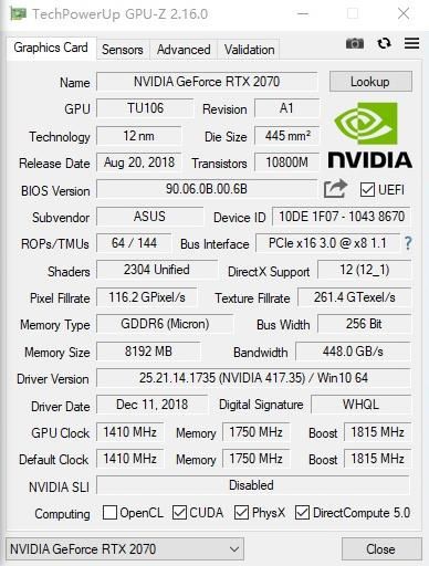 华硕ROG STRIX GeForce RTX2070 O8G GAMING显卡详细评测