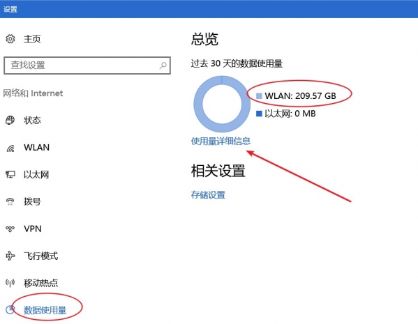 Win10系统中数据使用量查看与重置清零方法图解