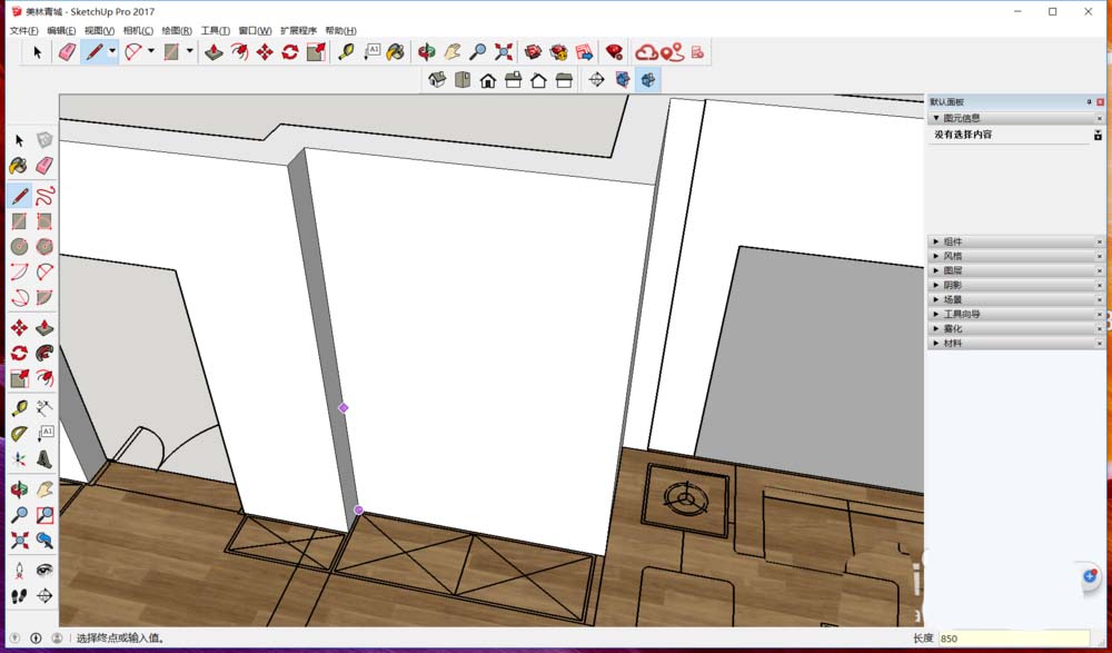 SketchUp草图大师怎么绘制护墙板造型?