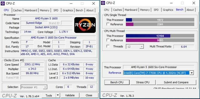 AMD锐龙Ryzen5-1600测试成绩爆出：基准测试成绩超过同级i5处理器