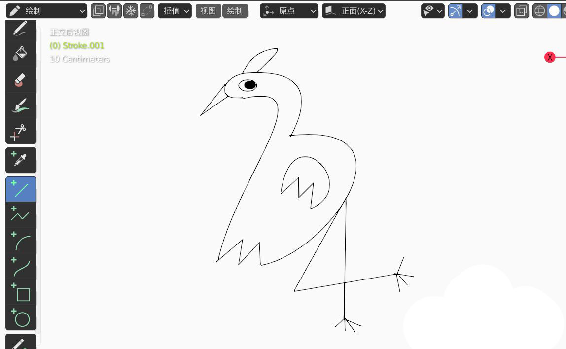 blender怎么画丹顶鹤的2D简图模型?