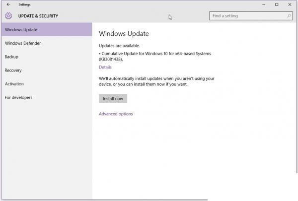 微软发布第三次Win10累积更新KB3081438 修复和改进bug