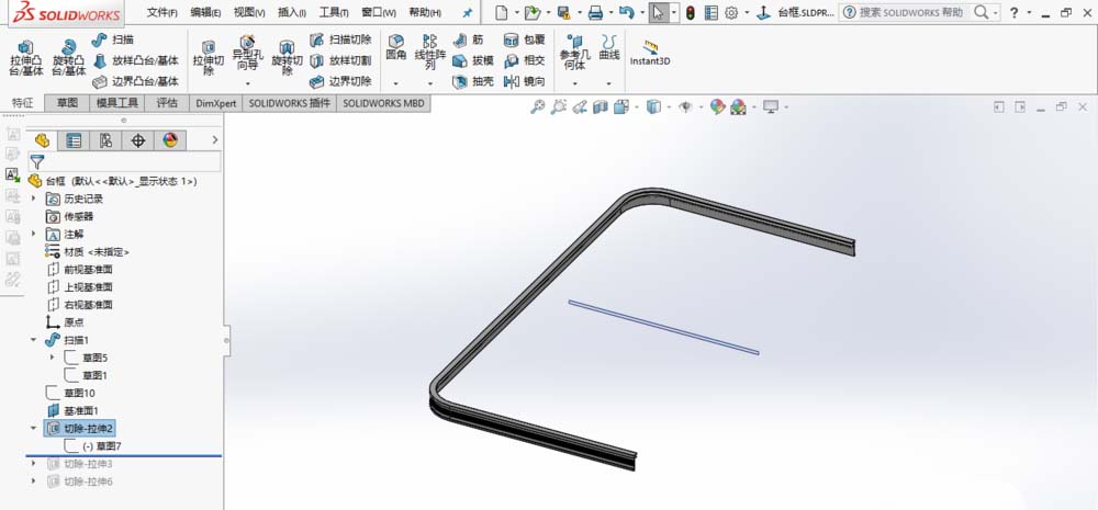 solidworks2017怎么画台框模型?