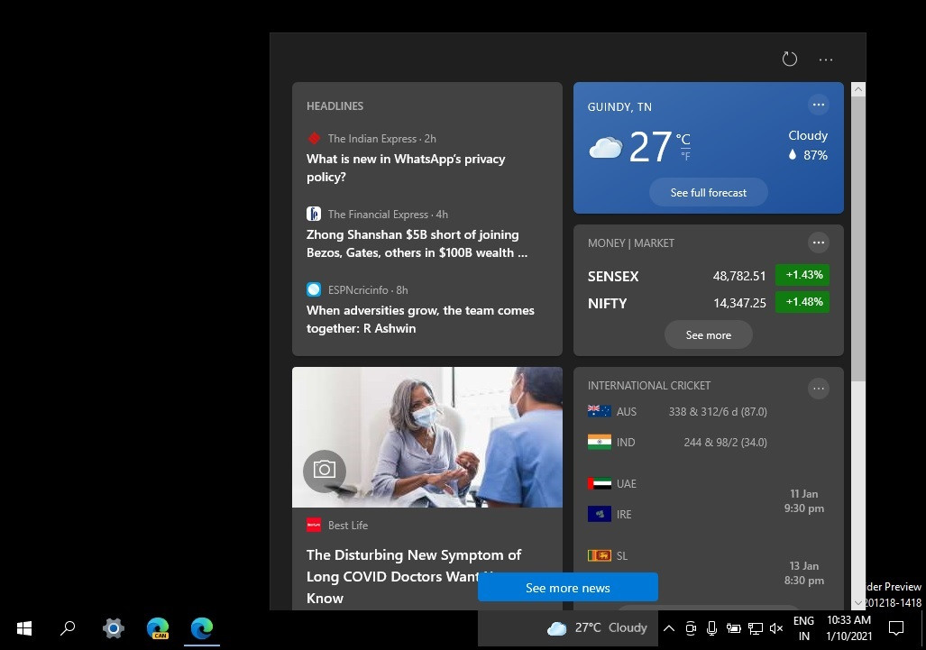 Win10任务栏 &ldquo;新闻和兴趣&rdquo;功能将带至老版本