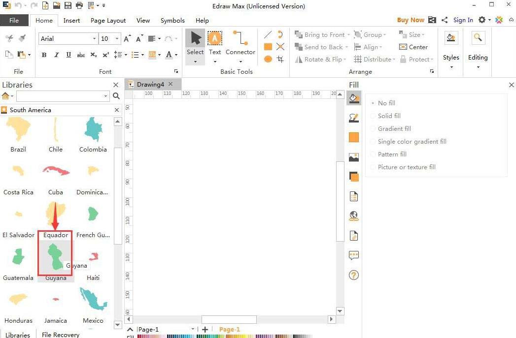 Edraw Max亿图图示怎么创建圭亚那地图?