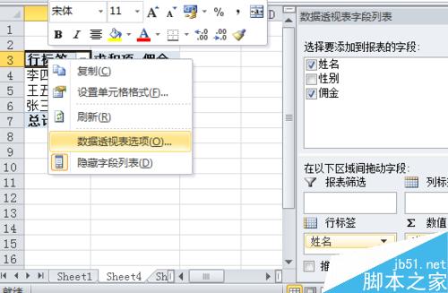excel的透视功能对分组进行求和