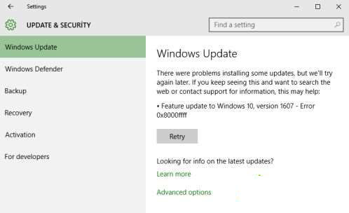win10更新出现错误代码0x8000ffff怎么解决?