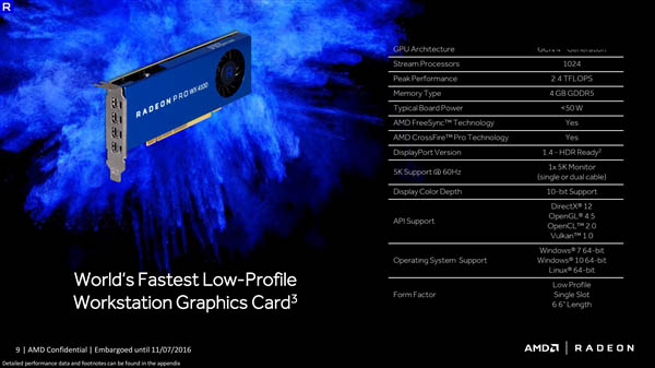 AMD Radeon Pro WX专业显卡正式发布:采用14nm北极星架构