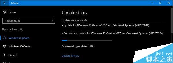 Win10一周年更新正式版14393.82累积更新KB3176932今日推送