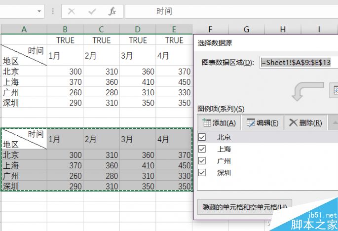 Excel制作能选择对比数据的动态图表