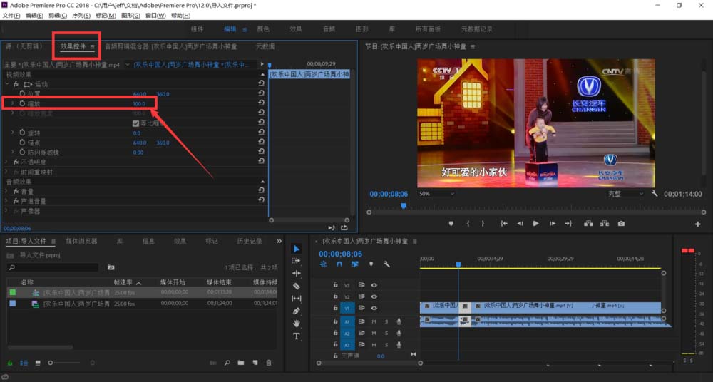 premiere cc2018素材怎么局部放大? pr视频局部放大的教程