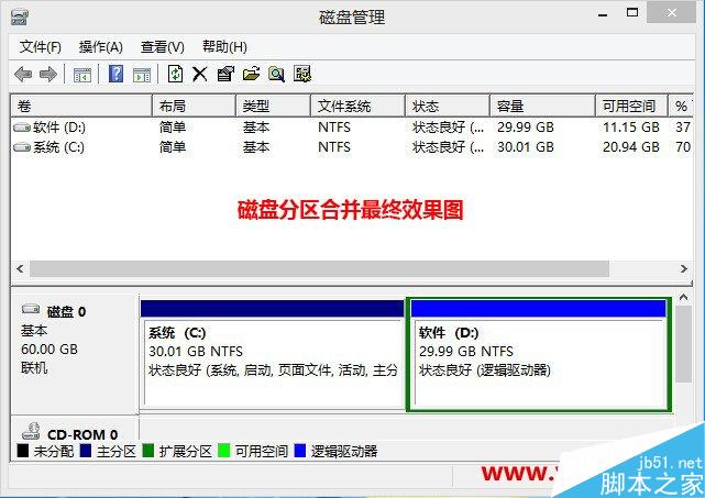 win8系统下合并磁盘分区的设置方法