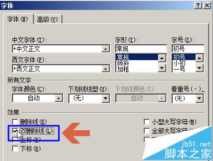 word2010怎么给文字添加双删除线?