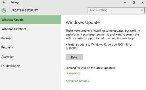 win10更新出现错误代码0x8000ffff怎么解决?