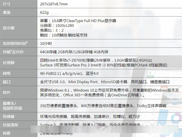 国行Surface 3首发开卖3888 学生再9折优惠