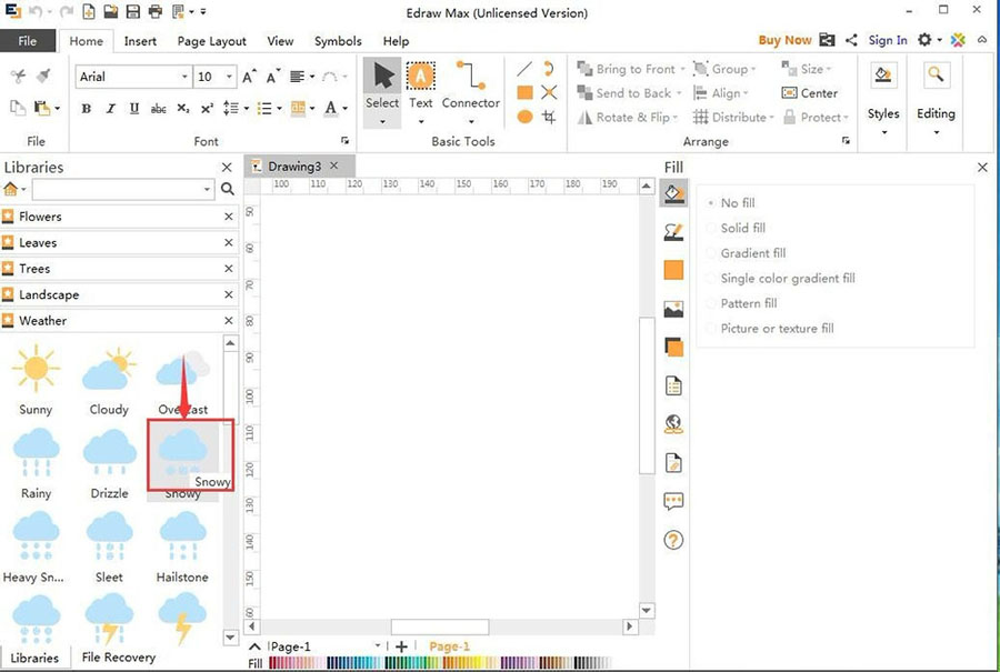 Edraw Max意图图示怎么创建下雪图标?