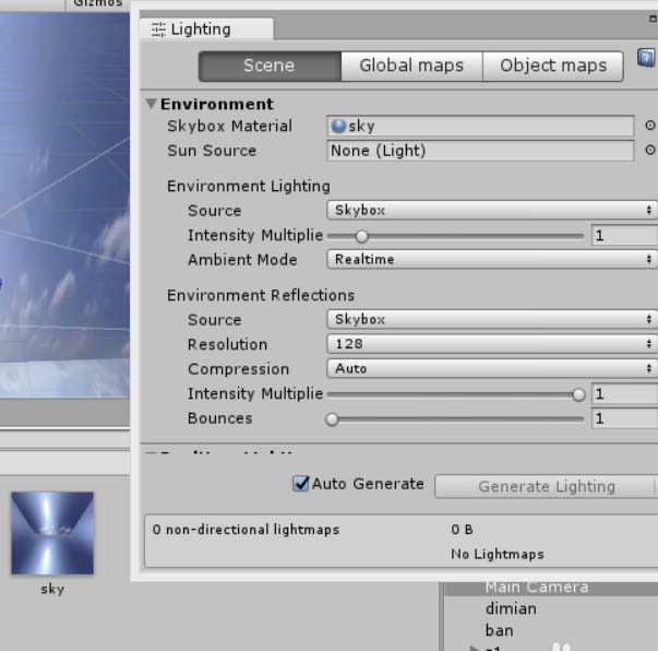 unity3d场景怎么添加天空盒子?