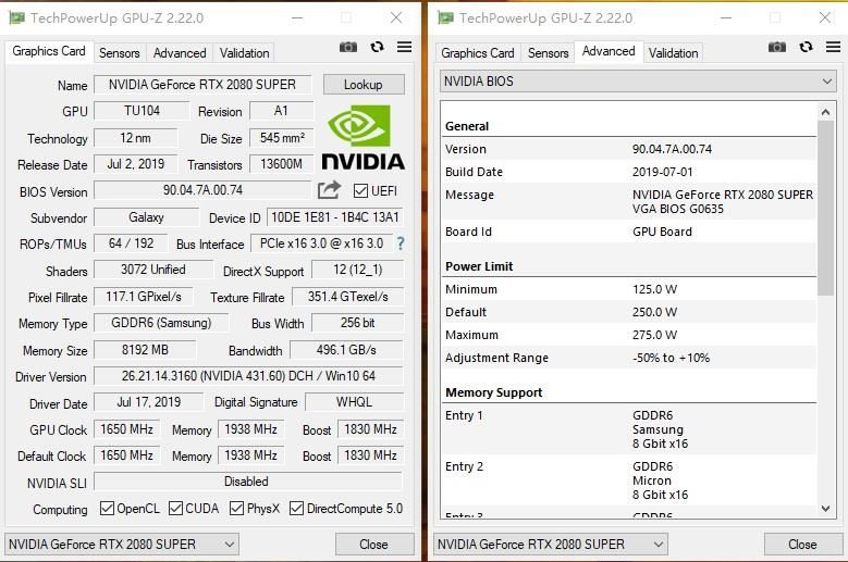 影驰RTX 2070 Super Gamer OC/2080 Super大将显卡区别对比评测