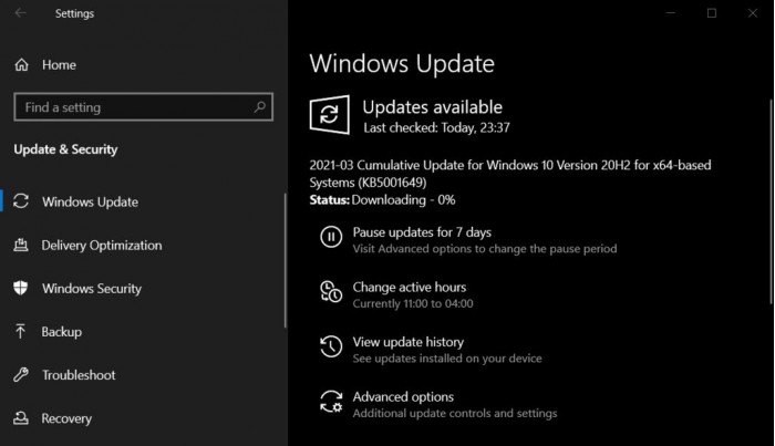 微软恢复Win10可选更新KB5001649推送 用户现可正常安装