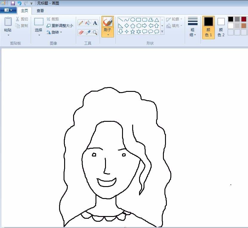 windows画图工具怎么画女孩头像?