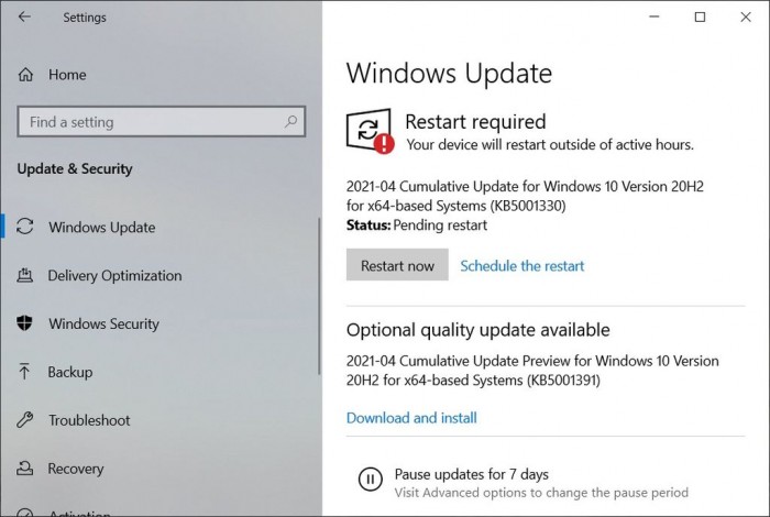 Win10 20H1/20H2 KB5001391补丁今日发布(内附下载)