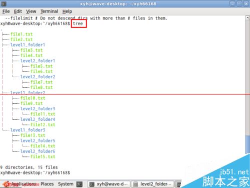 linux下怎么用tree命令以树形结构显示文件目录结构？