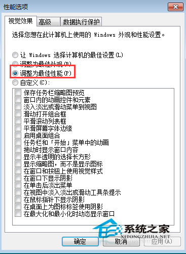Win7调为最佳性能模式以缓解系统卡慢的问题