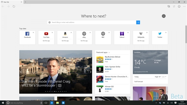 win10 build 10120系统Edge截图曝光 现代感十足