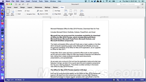 Office 2016 for Mac预览版已经放出 可免费体验 附下载地址