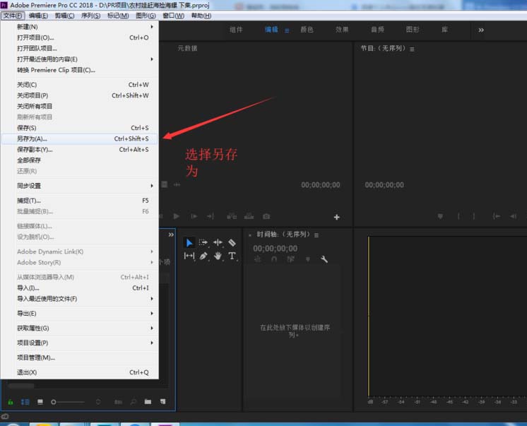 Premiere2018怎么重新命名项目?
