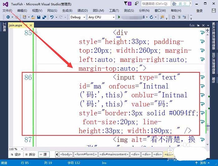 VisualStudio网页怎么插入验证码标签?