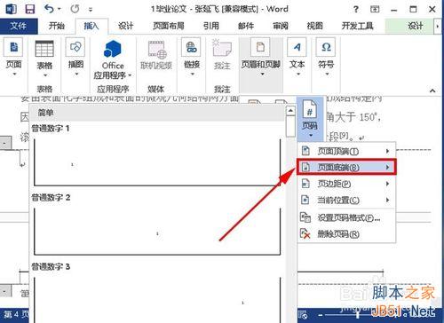 word2013如何从某一页开始插入页码?