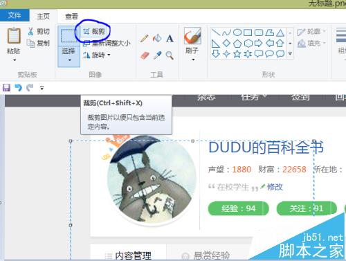 windows自带的画图工具怎么裁剪图片?