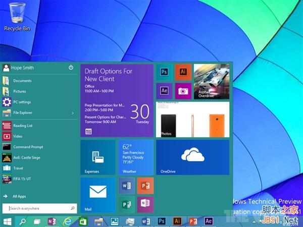 微软发布最新技术预览版Win10：新增通知中心(图赏)