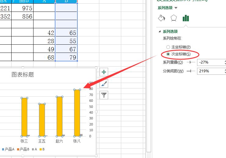 Excel中制作数值差异柱形图的方法