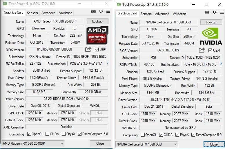 GTX 1060和RX 580 2048SP哪个值得买 GTX1060和RX580 2048SP对比评测