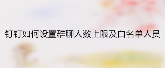 钉钉群聊人数上限和白名单怎么修改设置?