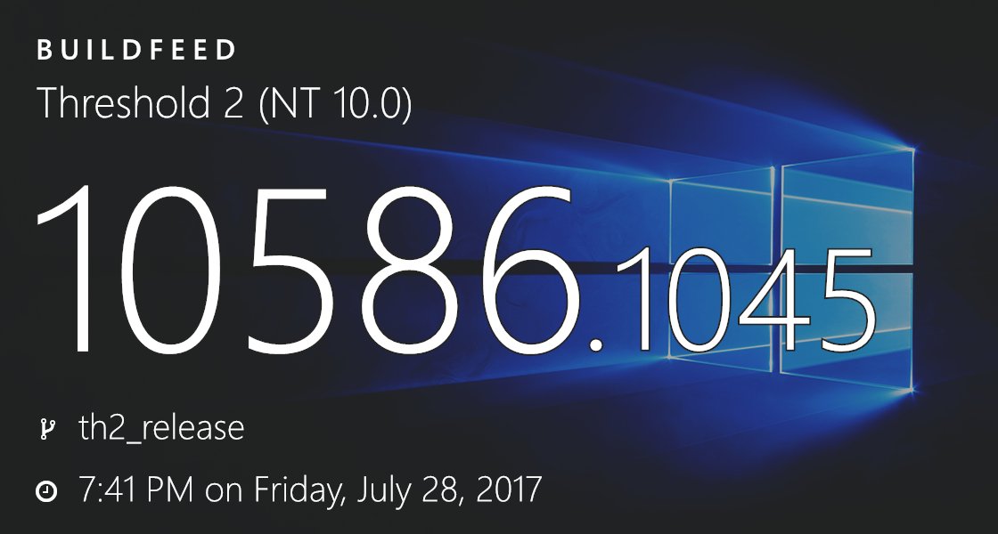 Win10 TH2秋季更新10586.1045正式版开始推送: 附KB4034660下载
